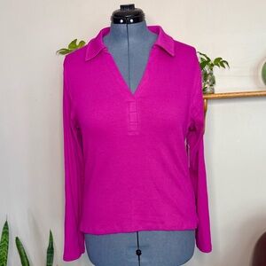 Sonoma Women's Size XL Bright Pink Fuschia Long Sleeve Top